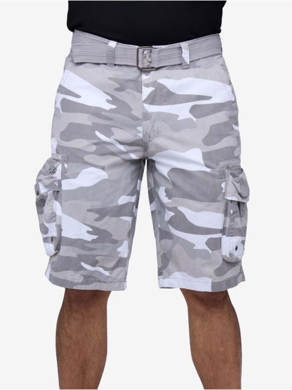 Men's Gray Camo Cargo Shorts with Utility Pockets